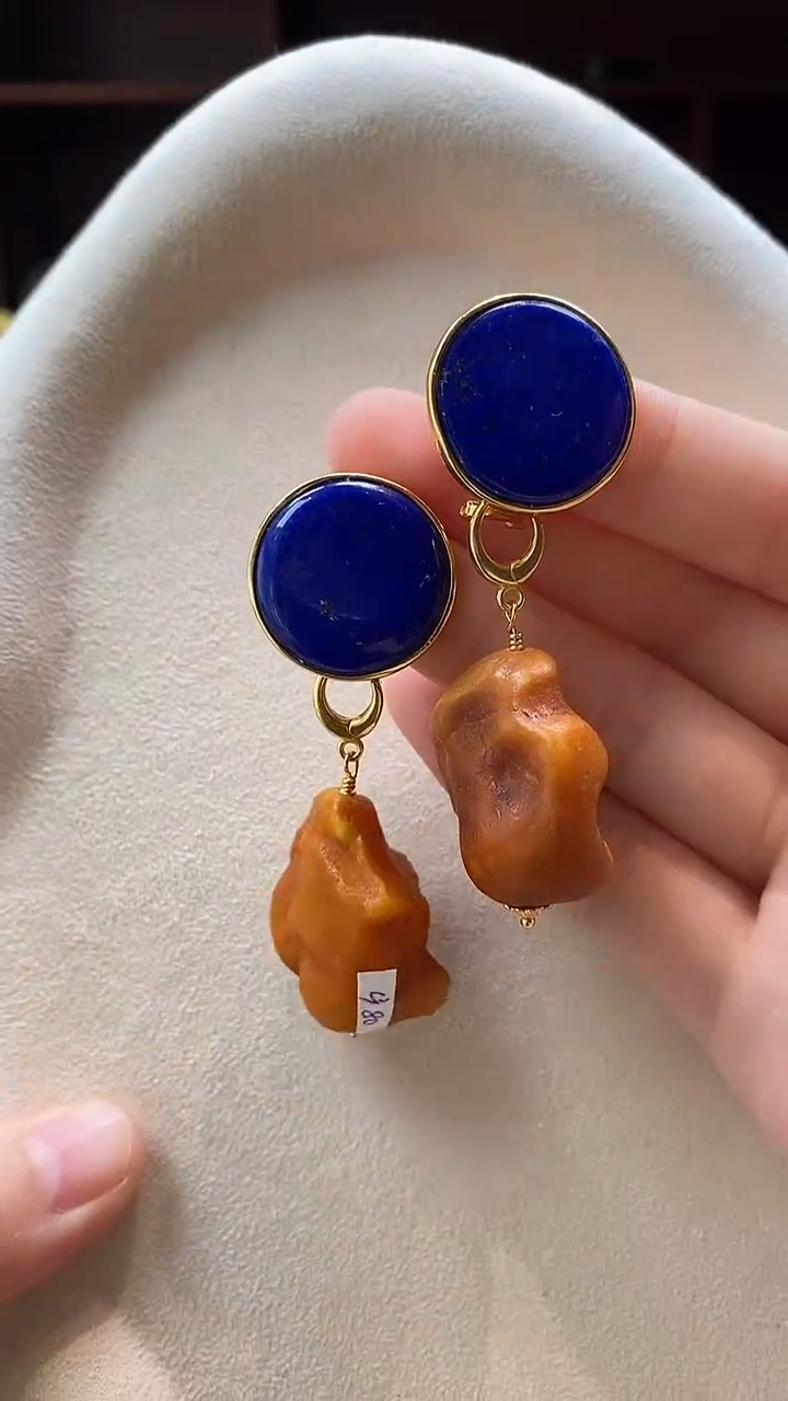 未镶嵌青金石耳饰项链