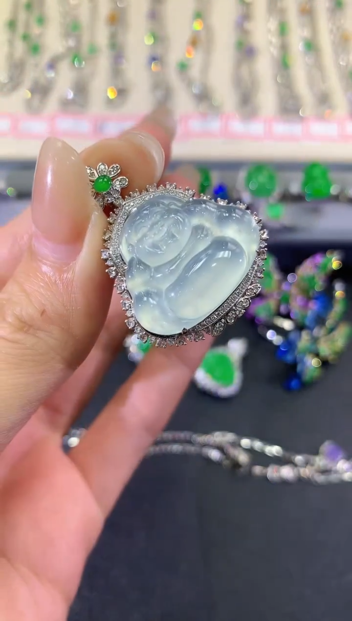 【闪购商品】翡翠吊坠(不含链)18K金镶嵌 q27不退换