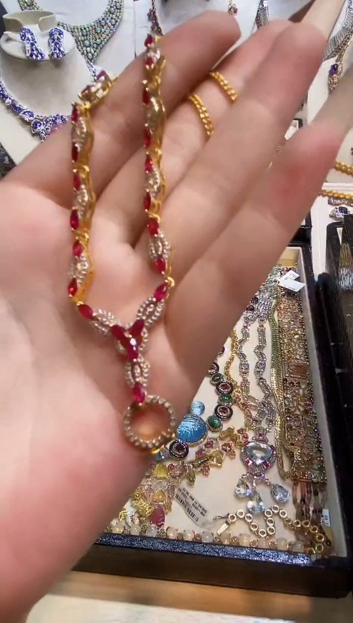 项链银S925镶嵌红宝石楚楚珠宝中古甄选不退换