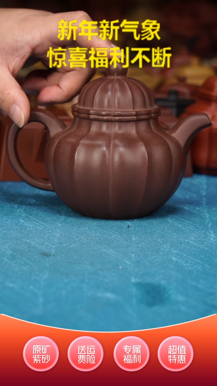 【闪购商品】紫砂茶壶紫泥筋纹掇球420