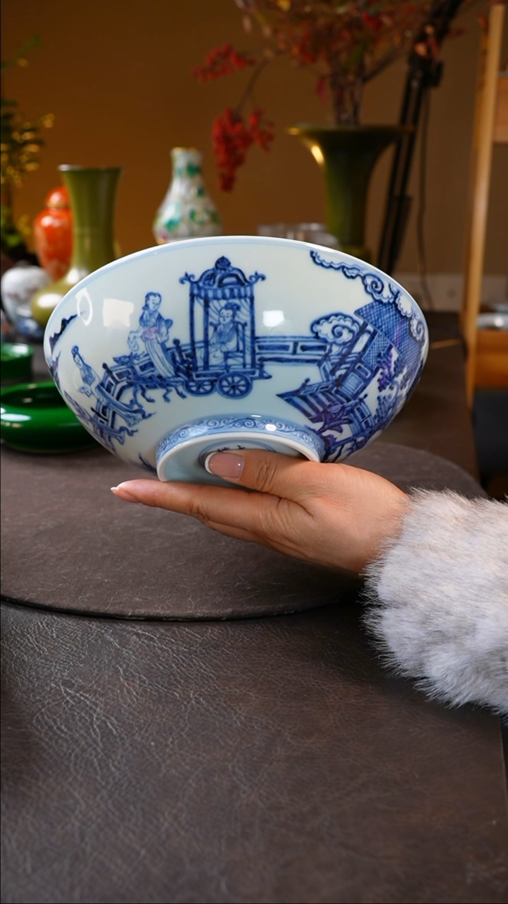 【闪购商品】青花人物出游图大碗