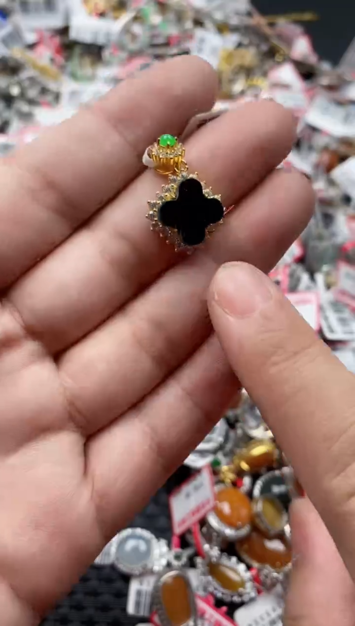 【闪购商品】翡翠戒指银S925镶嵌3333---5
