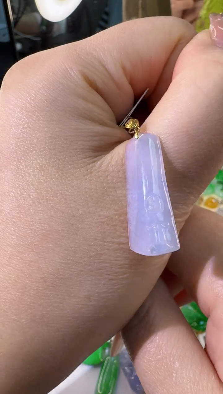 【闪购商品】翡翠吊坠(不含链)18K金镶嵌缅甸翡翠A货吊坠