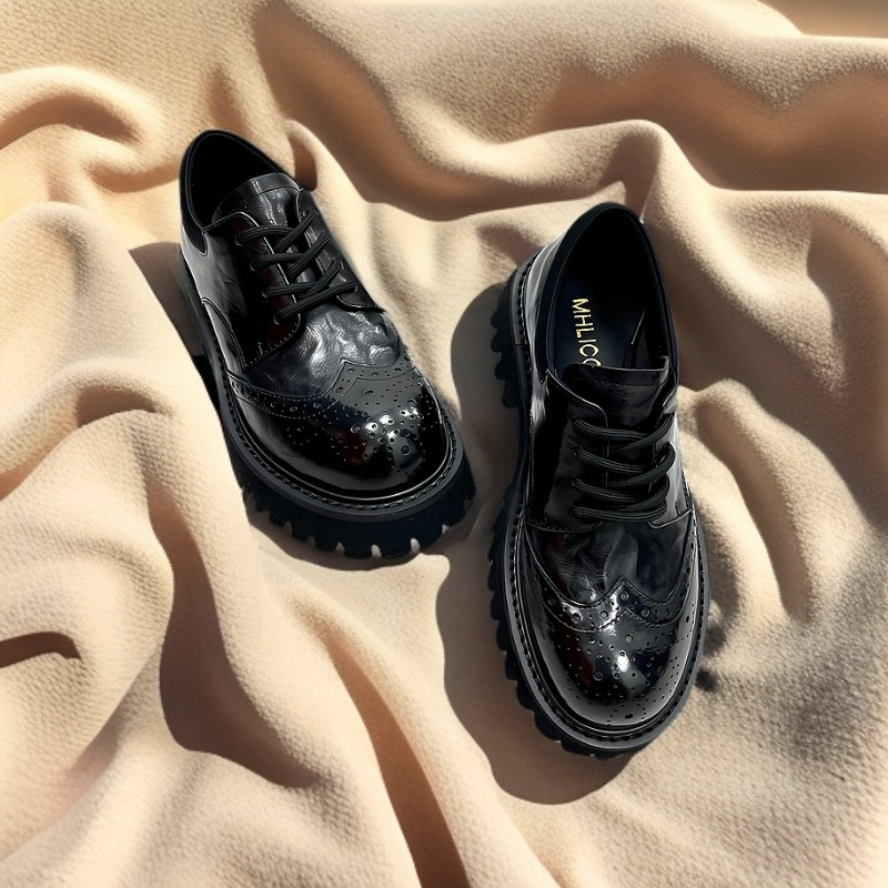 3133-2英伦风手抓皱复古圆头粗跟牛津鞋乐福鞋女款爆款