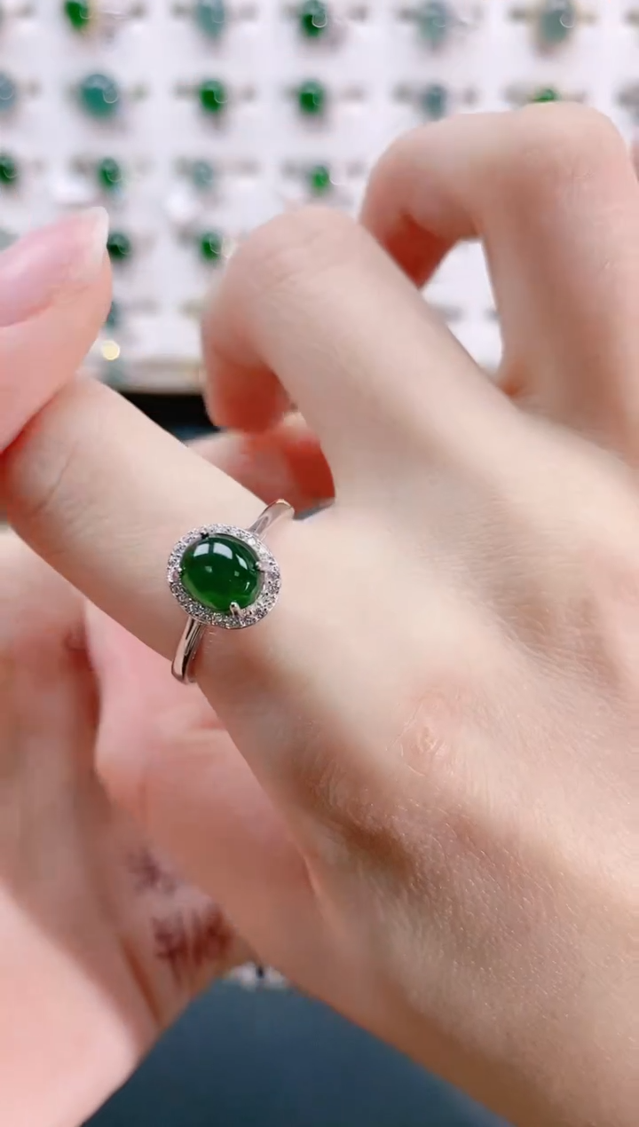 【闪购商品】翡翠戒指银S925镶嵌天然翡翠