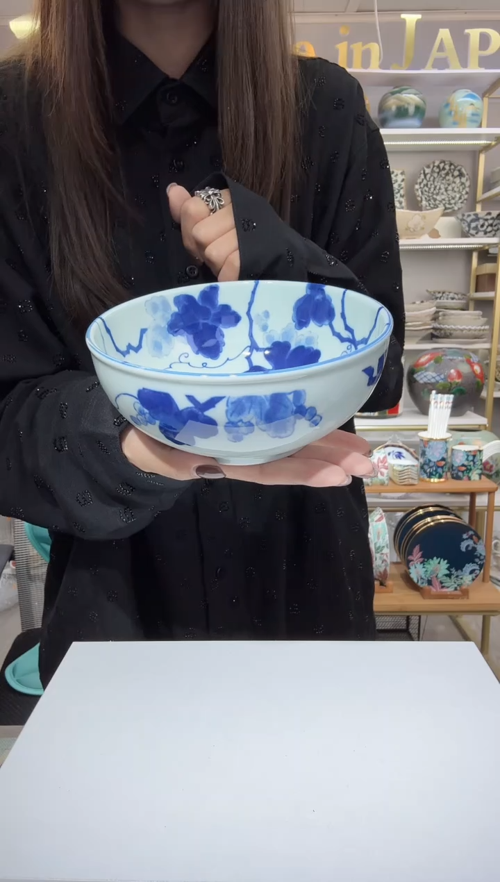 陶瓷蓝染葡萄煮物钵16cm一只