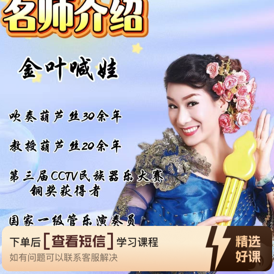 葫芦丝技巧提高课程（金叶喊娃老师亲自授课）（留意短信解锁课程）