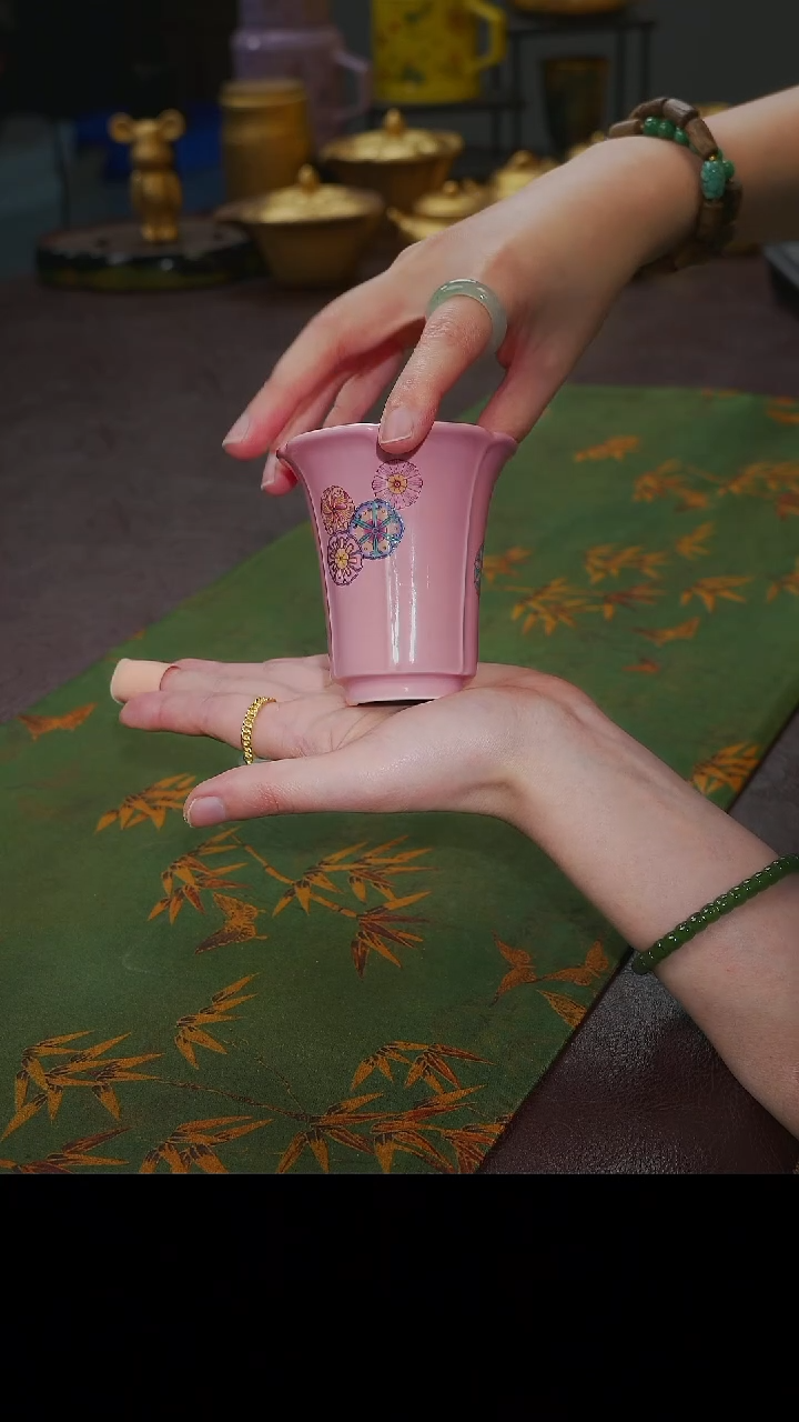 茶杯紫砂【宜景窑桃夭粉系列】杯子