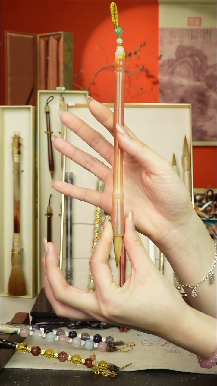 47号闪孤品高货毛笔链接 清水试笔 蘸墨不退