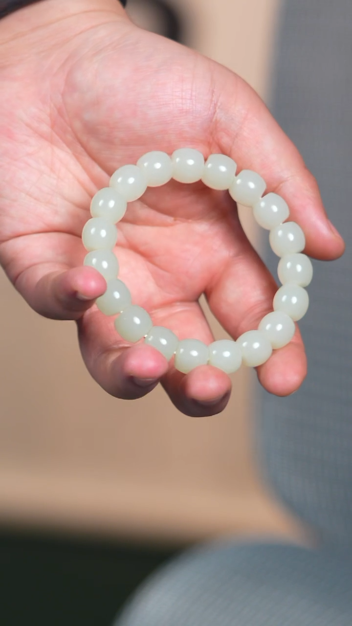 未镶嵌手链和田玉南***郎12mm且末金山糯叽叽