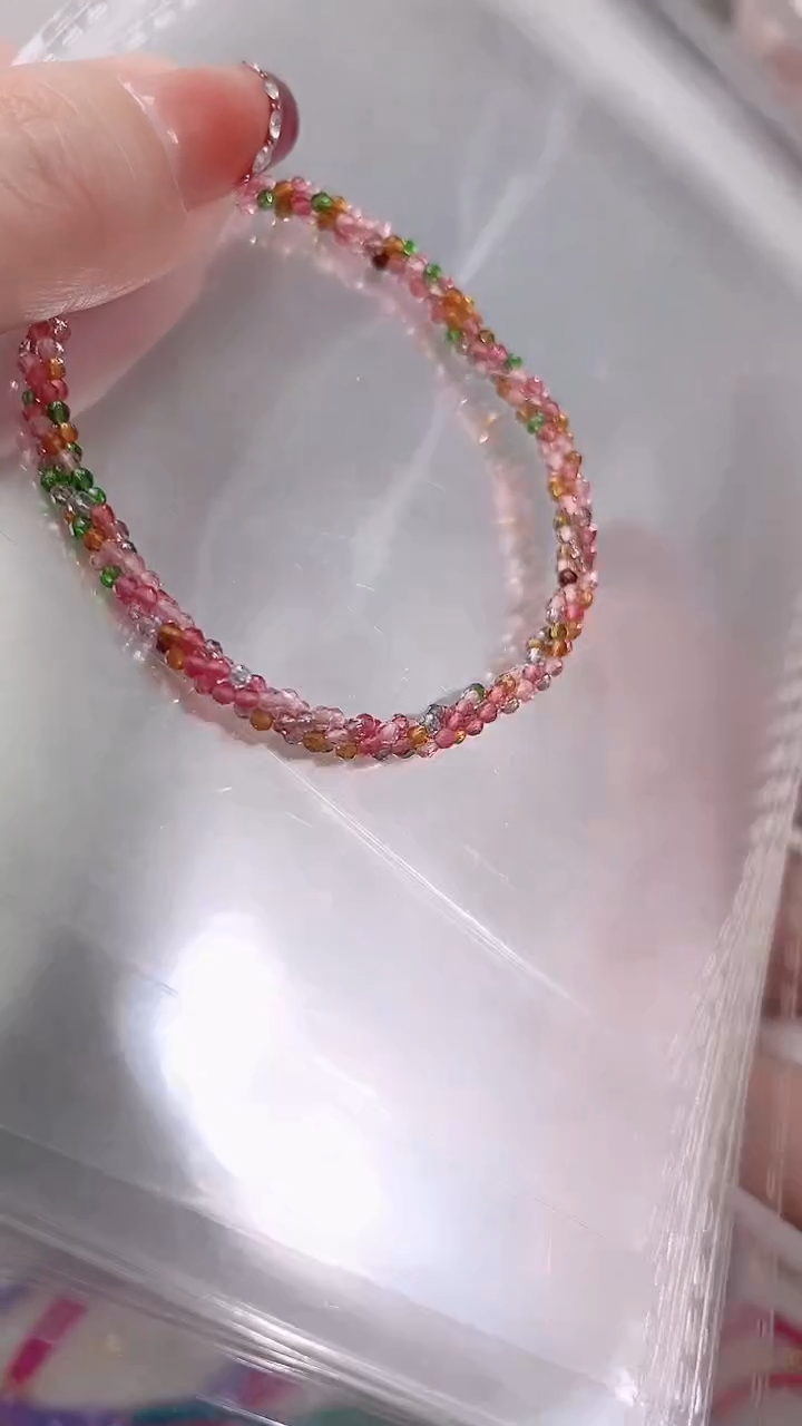 银S925镶嵌手链尖晶石粉麻花19.9