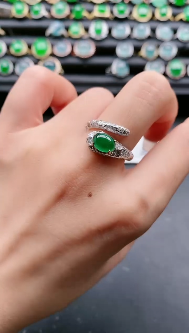 【闪购商品】翡翠戒指银S925镶嵌11111