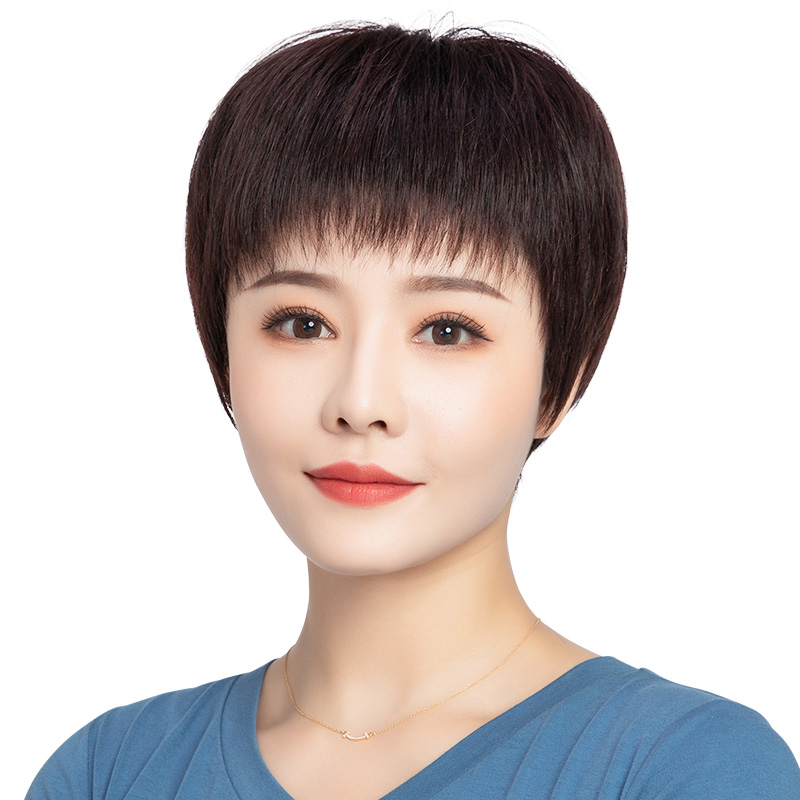 【轻薄短直发】中老年妈妈短发自然透气遮白发隐形无痕全头自然假发