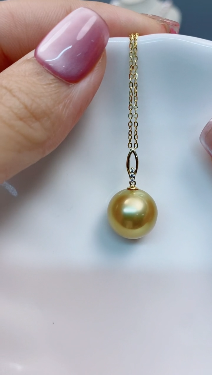 【闪购商品】海水珍珠吊坠(赠链)18K金镶嵌13-14南洋海水珍珠吊坠
