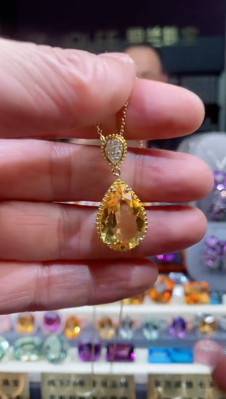 【闪购商品】黄晶吊坠银S925镶嵌黄晶吊坠