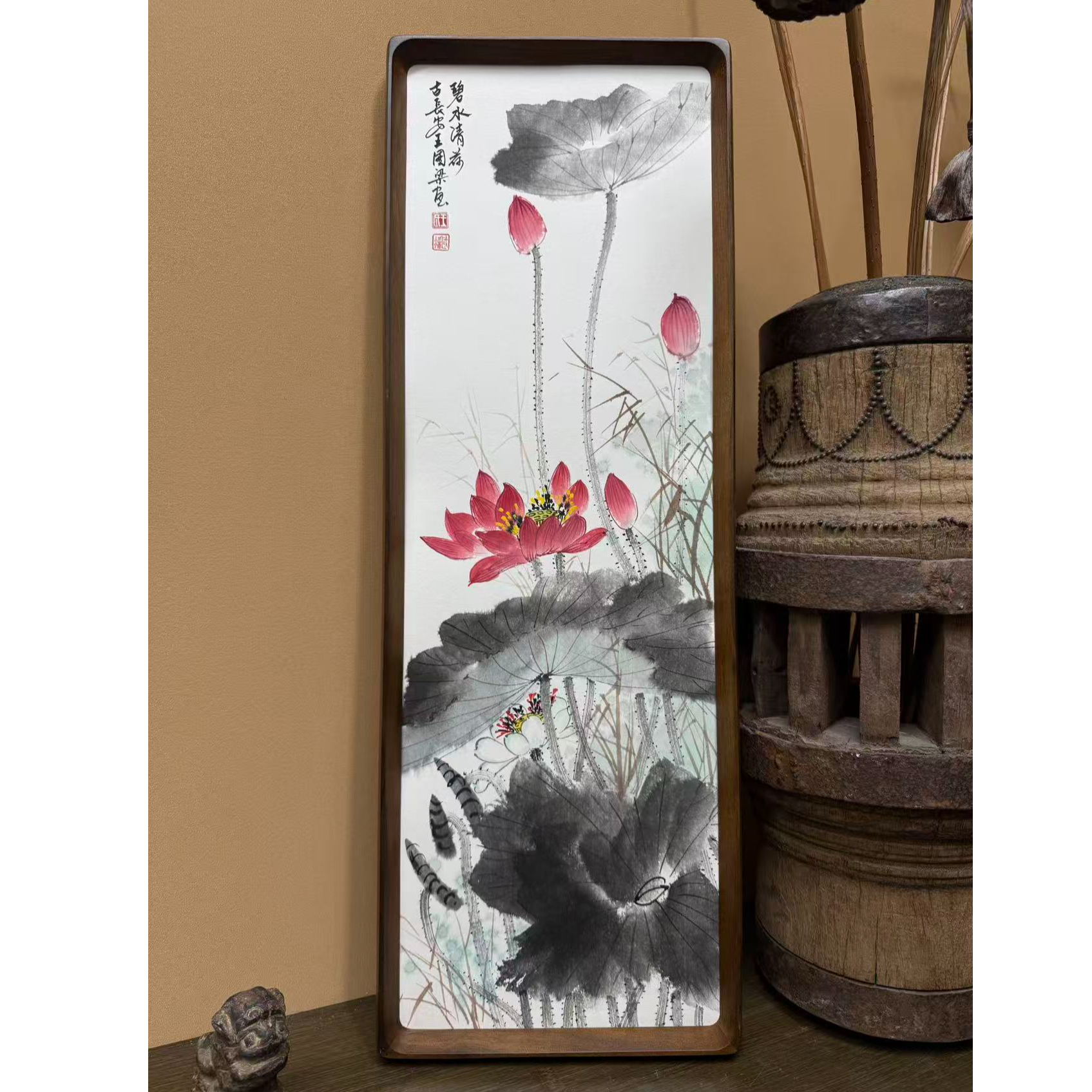 《碧水清荷》22×62花鸟装饰画