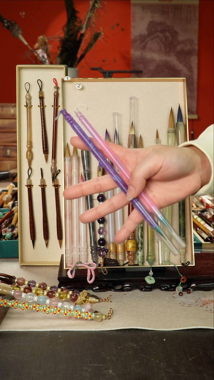 318号闪孤品高货毛笔链接 清水试笔 蘸墨不退