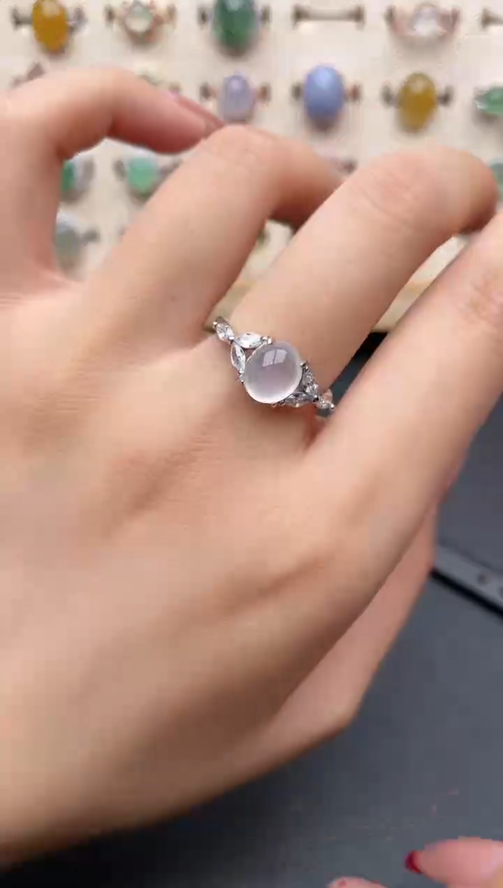 【闪购商品】翡翠戒指银S925镶嵌一物一证一礼盒