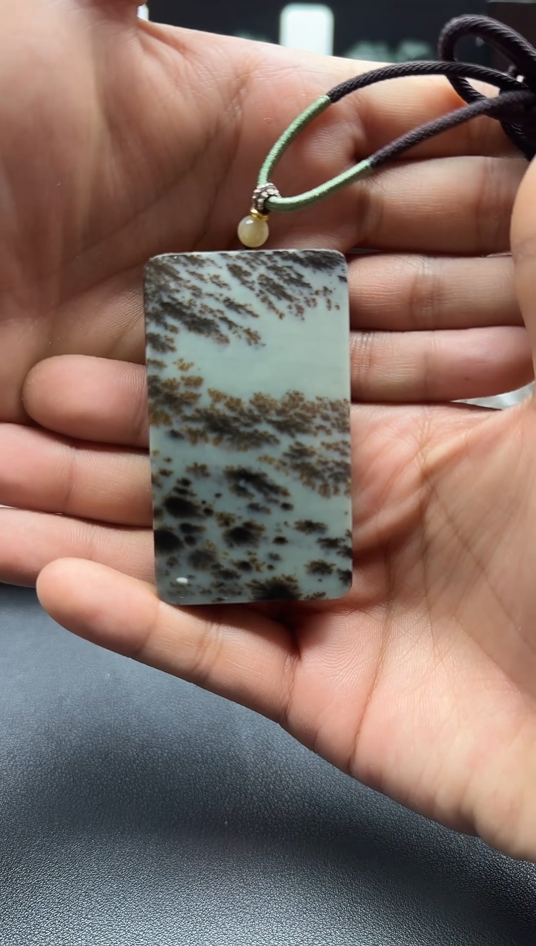 颈饰未镶嵌和田玉若羌水草意境平安卡47无事牌