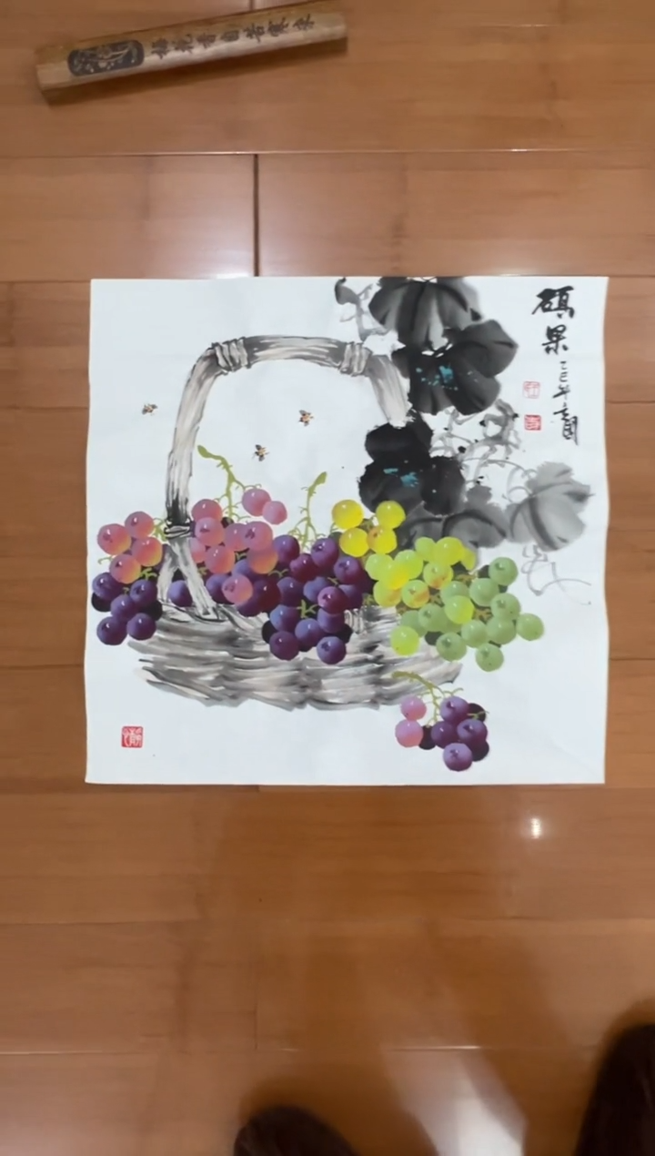 国画【福利，纯手工手绘】王立国葡萄50*50
