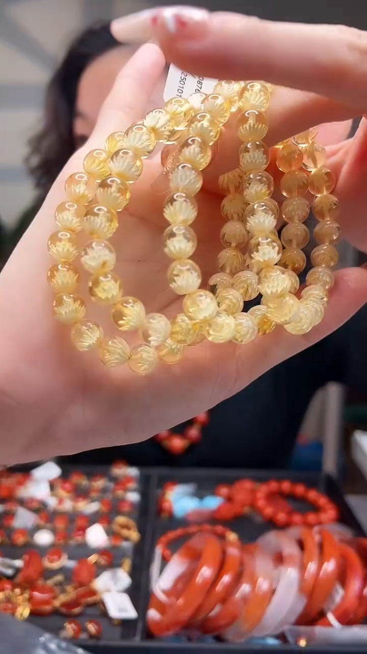 【闪购商品】琥珀手链未镶嵌阴雕圆珠9mm/多样性发其一