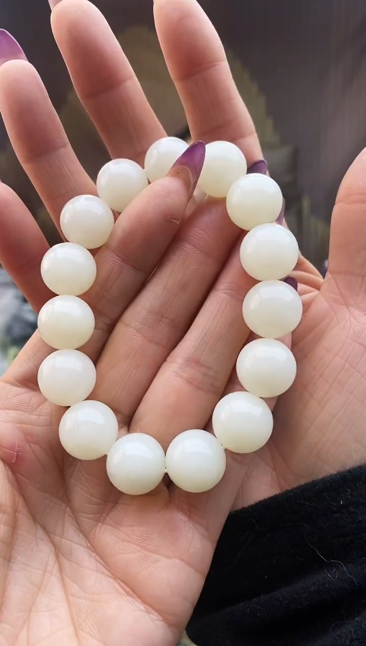 未镶嵌手串和田玉且末白14