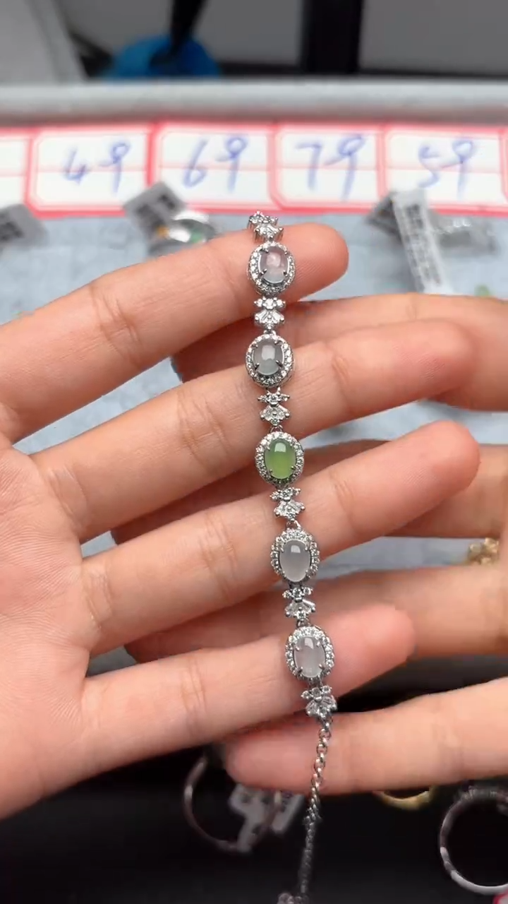 【闪购商品】翡翠戒指银S925镶嵌缅甸A货翡翠S925银镶嵌