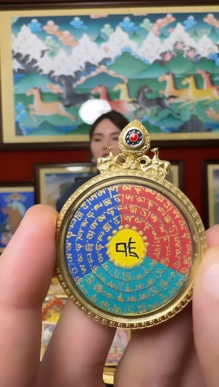 吊坠六字-热贡纯手绘周毛