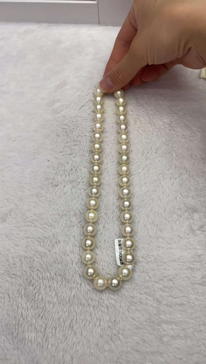 【闪购商品】海水珍珠项链银S925镶嵌南洋金珠11-12mm（多样性发一）