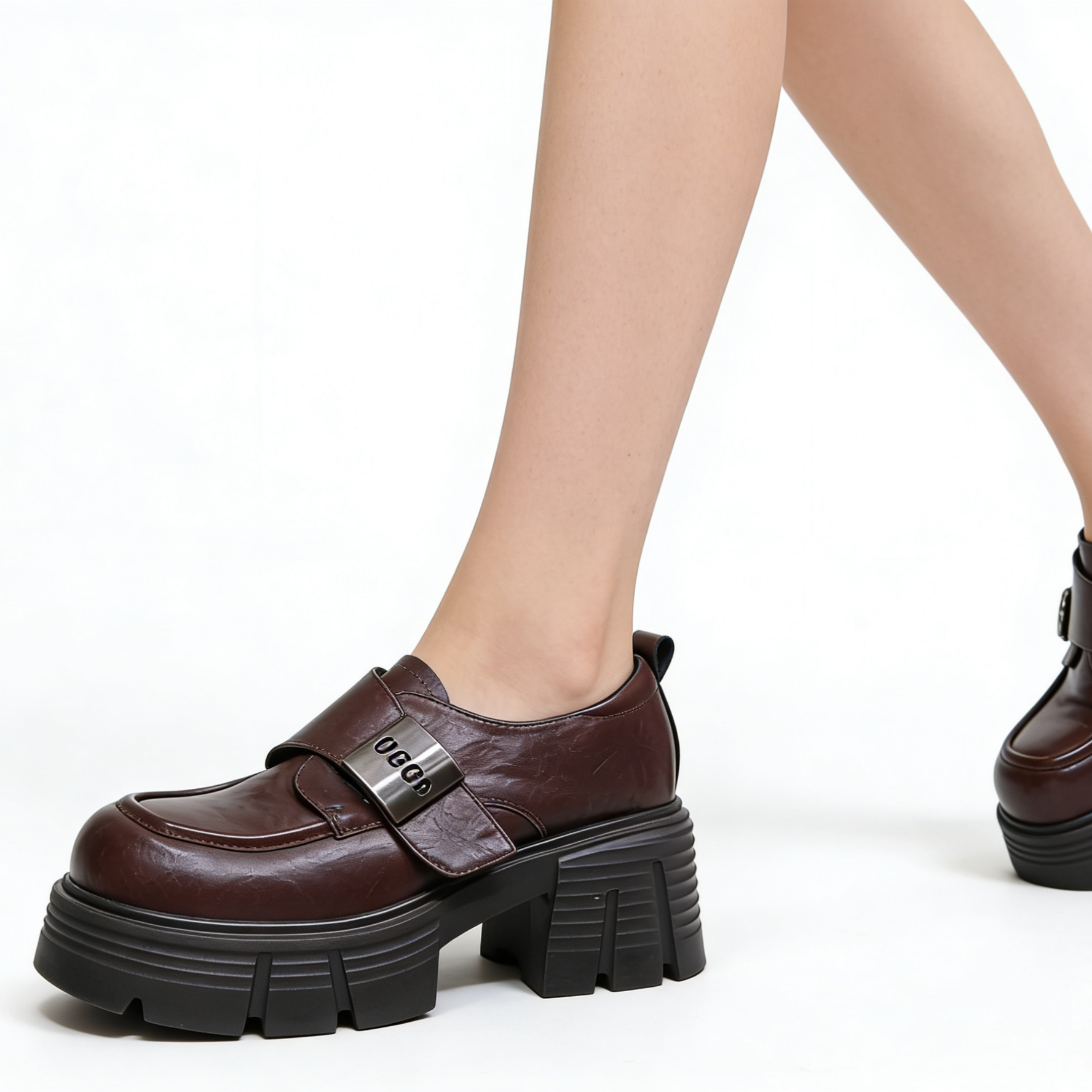 66-200厚底英伦风乐福鞋女款新款时尚百搭圆头单鞋