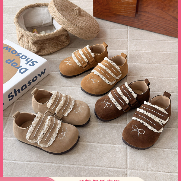  女童小皮鞋洛丽塔单鞋秋季软底蕾丝花边勃肯鞋小女孩公主鞋韩版