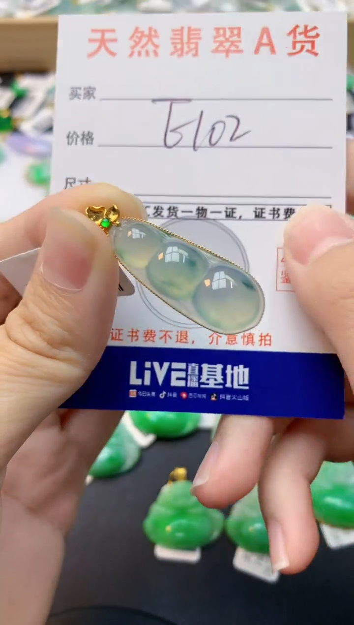 颈饰18K金镶嵌翡翠天然缅甸A货翡翠百元以上9元证书费自理