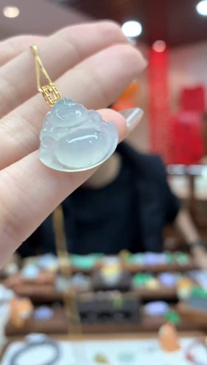 【闪购商品】翡翠吊坠(不含链)18K金镶嵌佛公