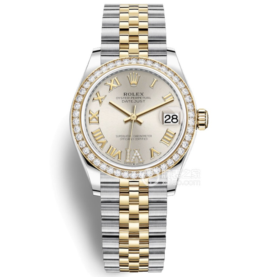 未使用 Rolex/劳力士 女装日志278383/银盘罗马镶钻/25年全套女表