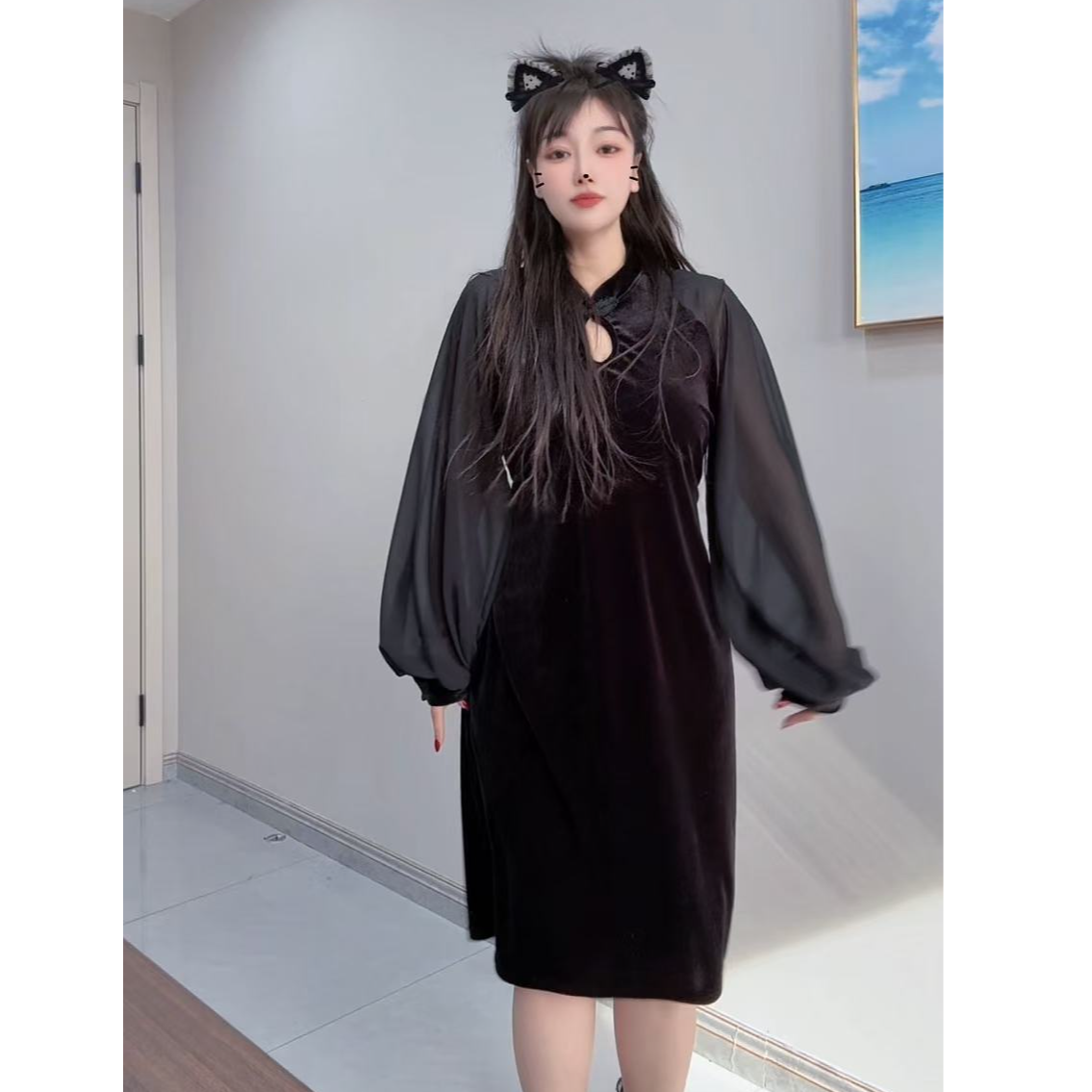 XIE9 复古国风百搭连衣裙3371