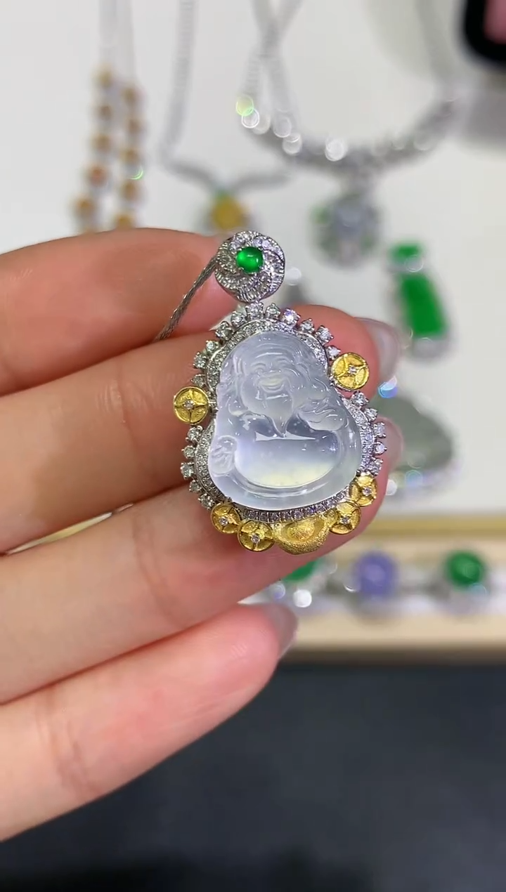 【闪购商品】翡翠颈饰18K金镶嵌团购60
