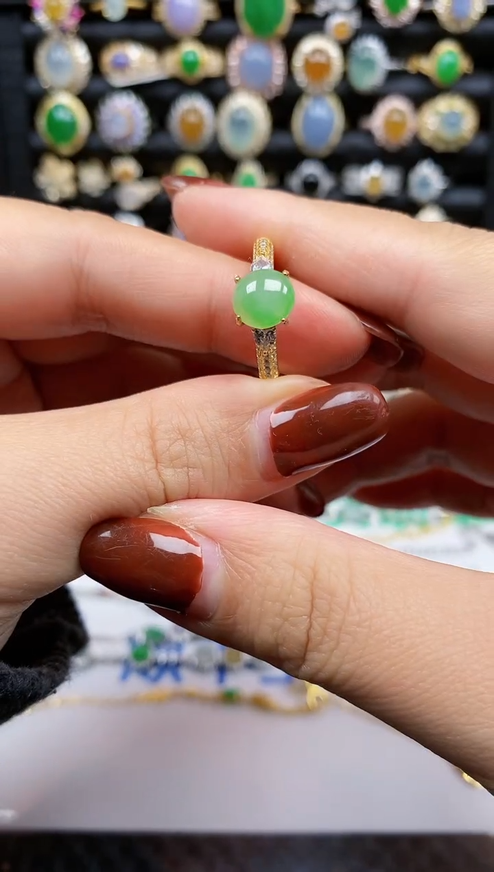 银S925镶嵌戒指翡翠372