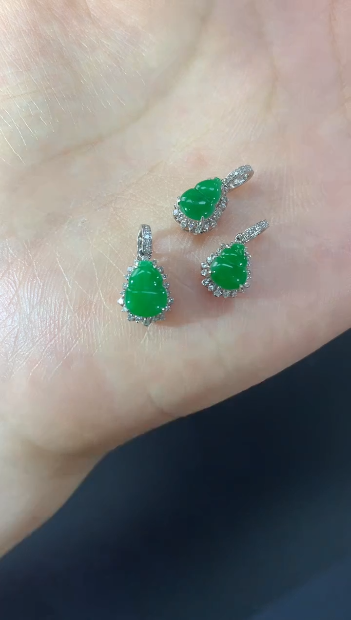 翡翠18K金镶嵌吊坠(不含链)X83多样性发货一件|1500
