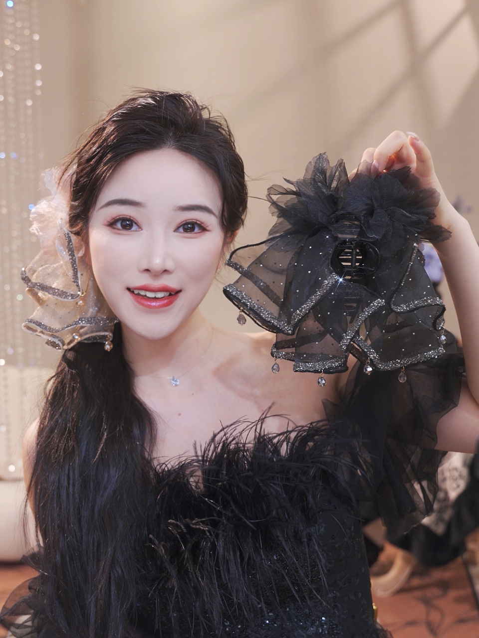 【泡泡裙摆】夏季新款蓬松显发量花瓣发夹小众显气质鲨鱼夹2646