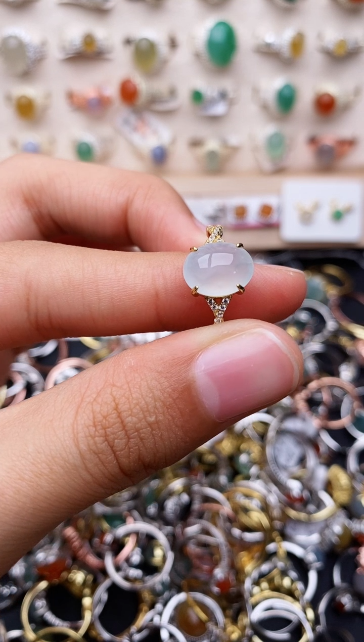 【闪购商品】翡翠戒指银S925镶嵌缅甸翡翠