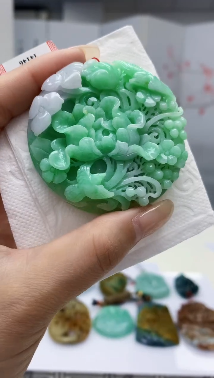 【闪购商品】定制翡翠未镶嵌4852lr-毛货挂件送珠链