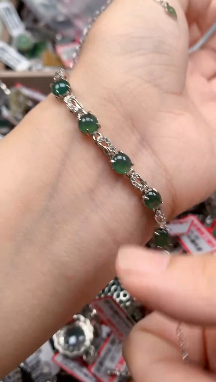 银S925镶嵌戒指翡翠天然A货缅甸翡翠