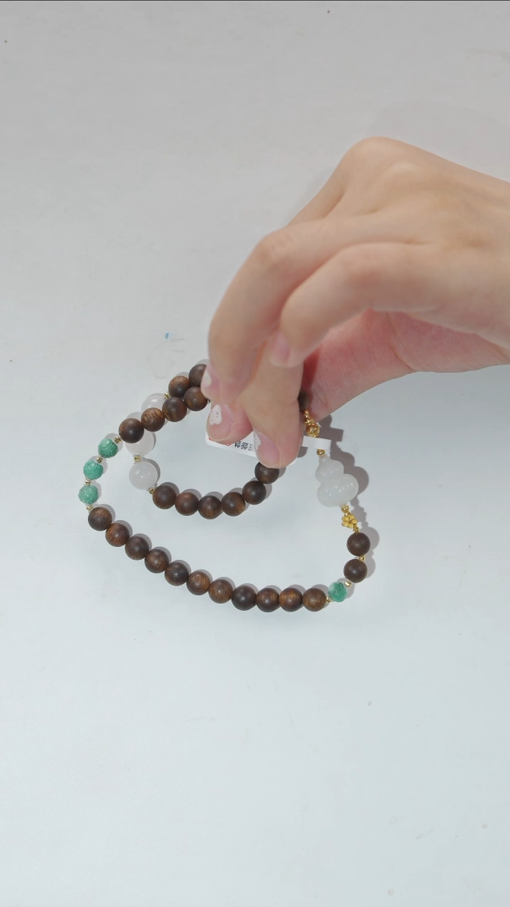 手链18K金镶嵌和田玉云*儿手链