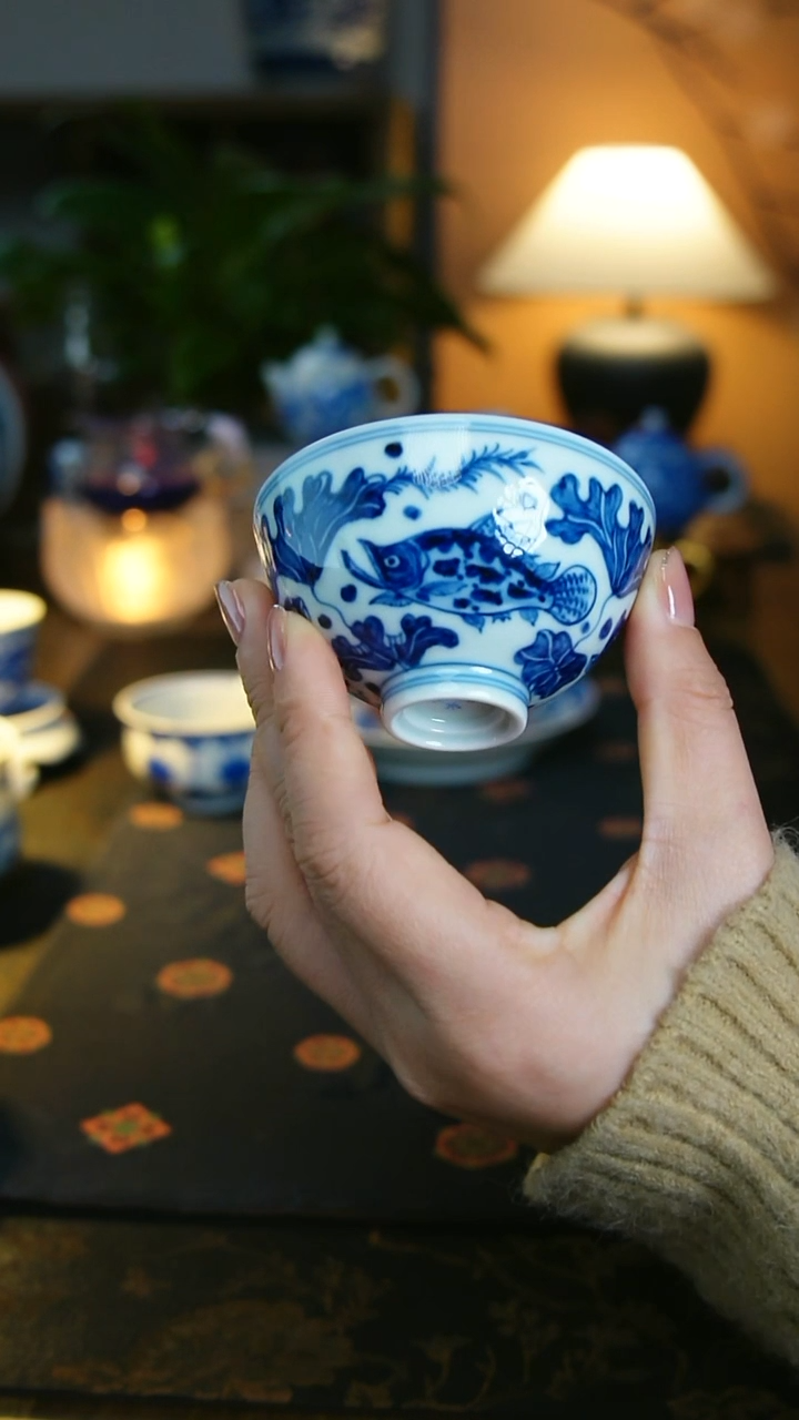 鱼藻鸡心杯     