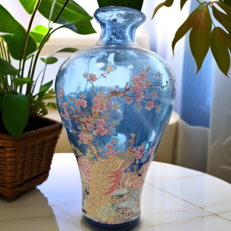 蓝色贴画玻璃花瓶5
