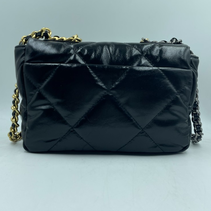 LQ-明星同款【梦中情包19】油蜡菱格黑色26cm-0254【10106】