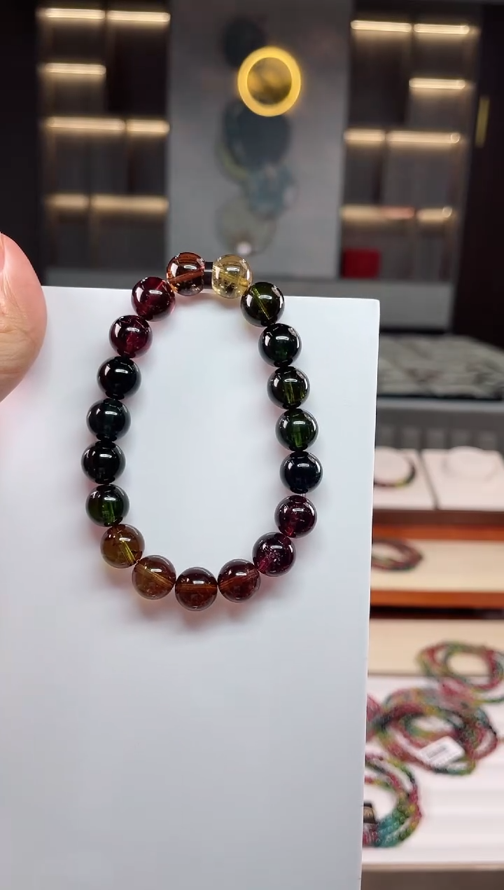 未镶嵌老矿碧玺彩虹单圈手串10mm+碧玺（多样性发一条）Q