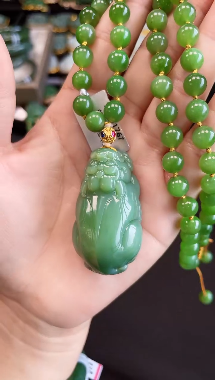 【闪购商品】和田玉套链18K金镶嵌50MM多样性发一 