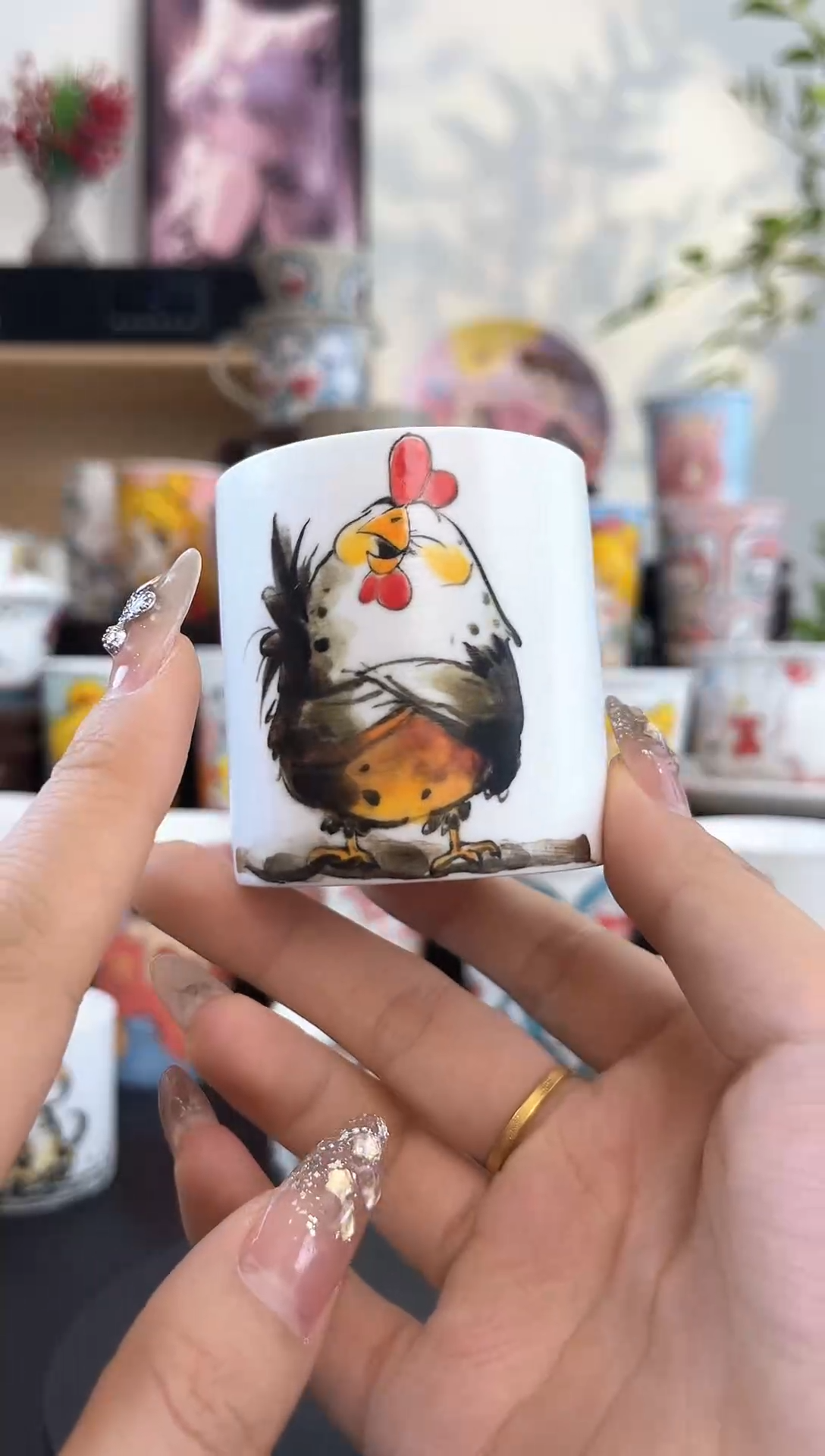 【闪购商品】摆件手工手绘陶瓷小杯杯