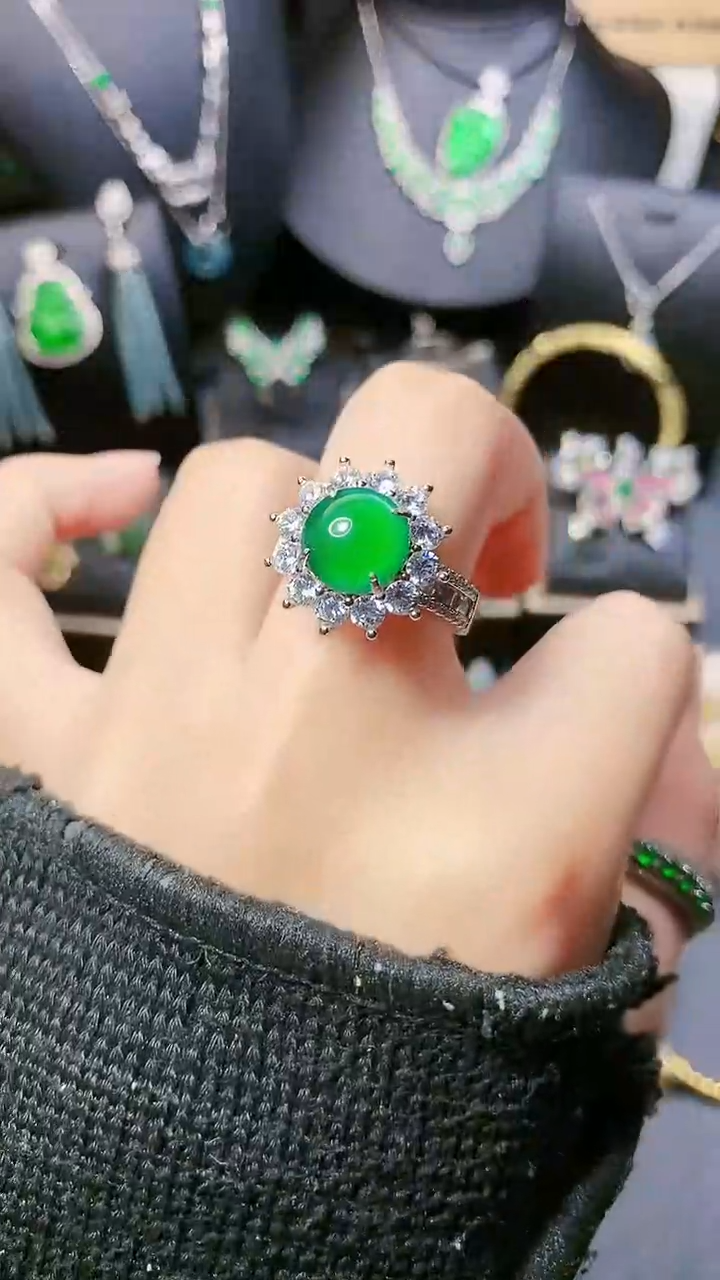 【闪购商品】翡翠戒指银S925镶嵌戒指